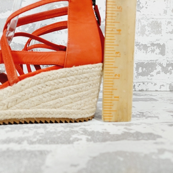 NEW Eileen Fisher Wanda Orange Leather Espadrille Sandals X95 - Picture 2 of 12